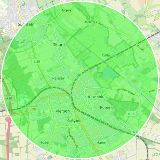 Liefergebiet max. 3km Umkreis